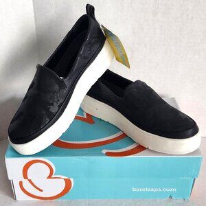 BareTraps Women’s Nevin Platform 6.5 M Black/Camo Slip-on Wedge Sneakers NIB